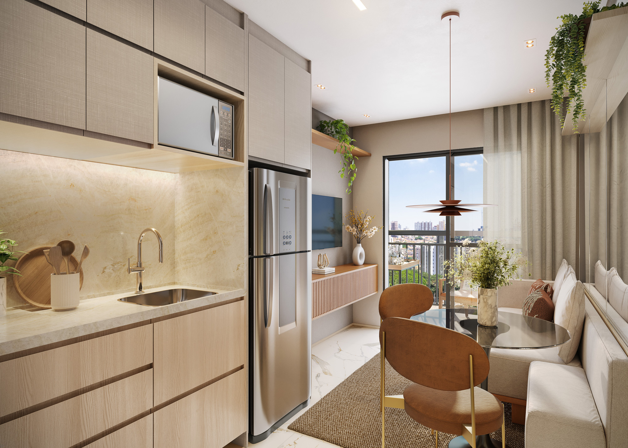 Living do apartamento decorado